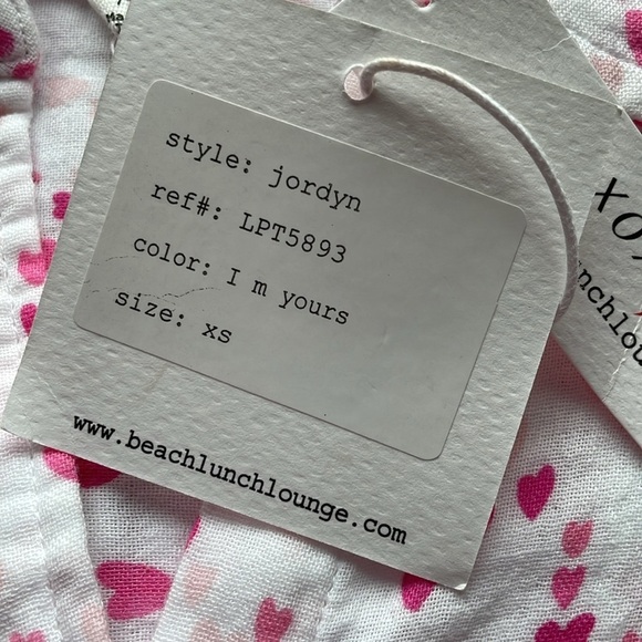 NWT BeachLunchLounge Pink Heart Button-Up Shirt size XS/S - Picture 6 of 7